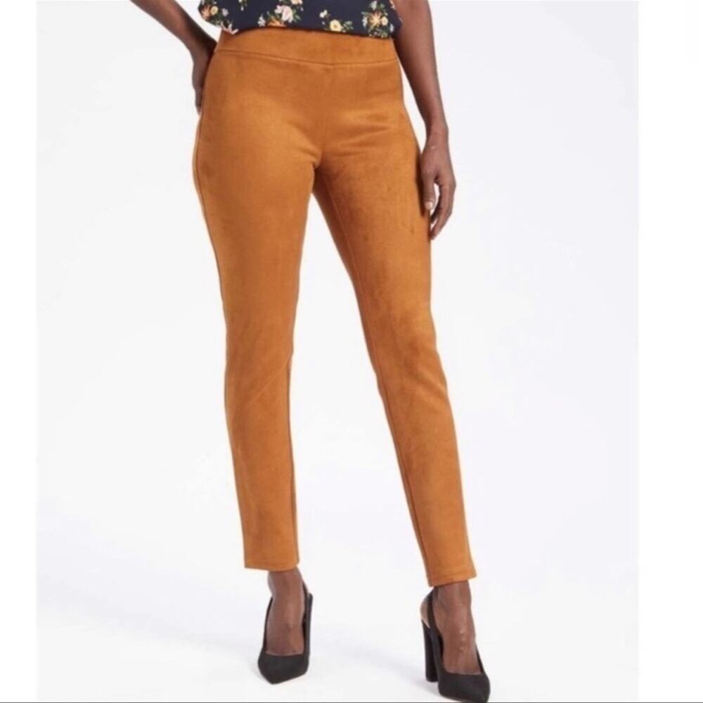 NWT Loft Brown Butter Ponte Faux Suede Leggings Size Large
